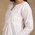 Women white pure cotton floral embroidered  chikankari short kurti with tie-up waist