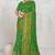 Mehendi green faux georgette saree with zari and thread work with tassels