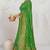 Mehendi green faux georgette saree with zari and thread work with tassels