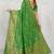 Mehendi green faux georgette saree with zari and thread work with tassels