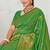 Mehendi green faux georgette saree with zari and thread work with tassels