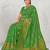 Mehendi green faux georgette saree with zari and thread work with tassels