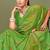 Light green faux georgette saree with zari and thread work with tassels