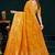 Mustard yellow faux georgette saree with zari and thread work with tassels