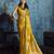 Gold satin handloom weaving saree