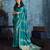 Teal satin handloom weaving saree