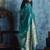 Teal satin handloom weaving saree