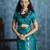 Teal satin handloom weaving saree