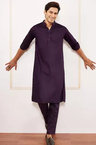 Classic cotton purple kurta pajama for men