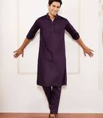 Classic cotton purple kurta pajama for men