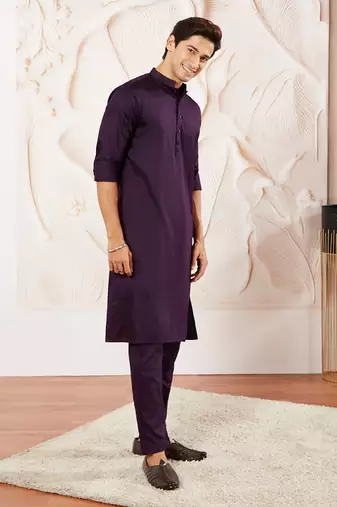 Classic cotton purple kurta pajama for men