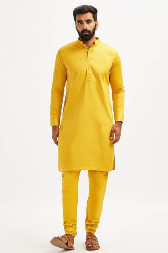 Classic cotton yellow kurta pajama for men