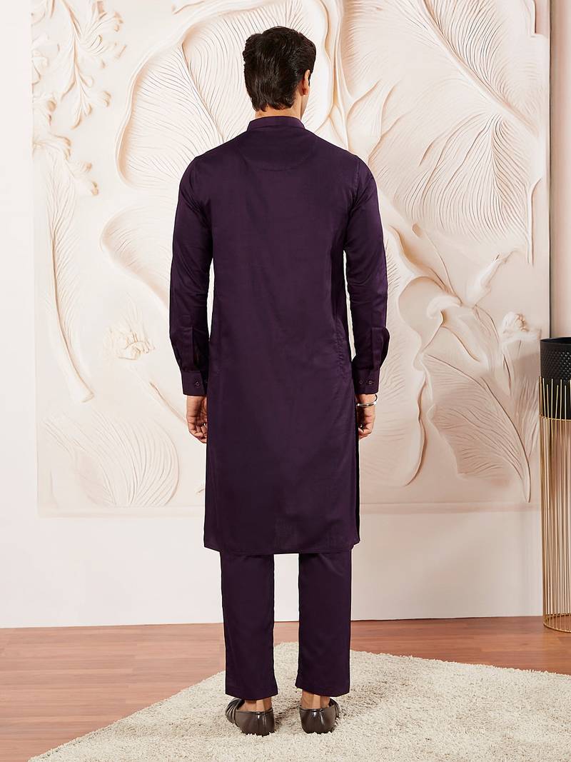 Classic cotton purple kurta pajama for men