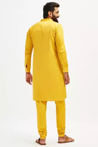 Classic cotton yellow kurta pajama for men
