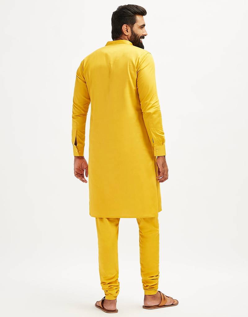 Classic cotton yellow kurta pajama for men