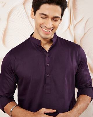 Classic cotton purple kurta pajama for men 4