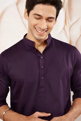 Classic cotton purple kurta pajama for men