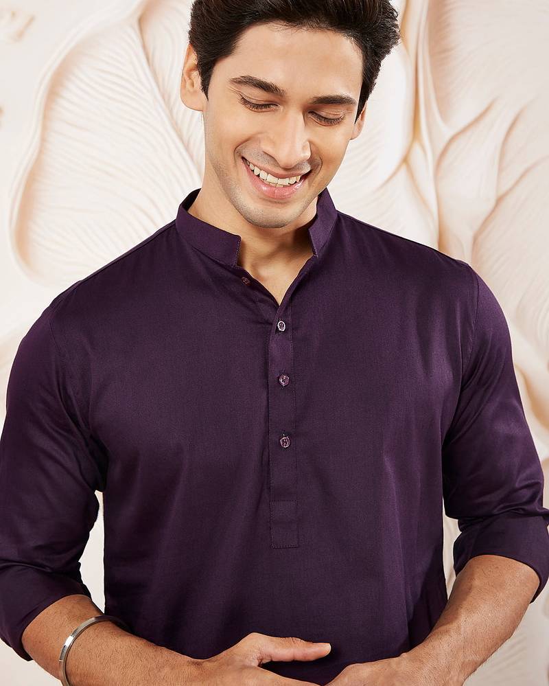 Classic cotton purple kurta pajama for men