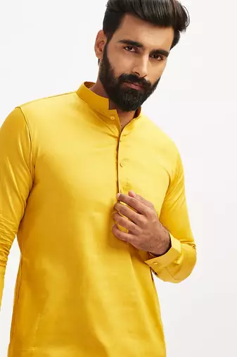 Classic cotton yellow kurta pajama for men