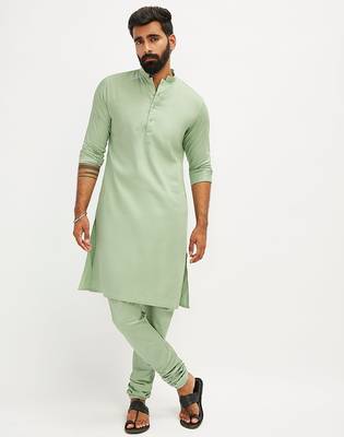 Classic cotton green kurta pajama for men 1
