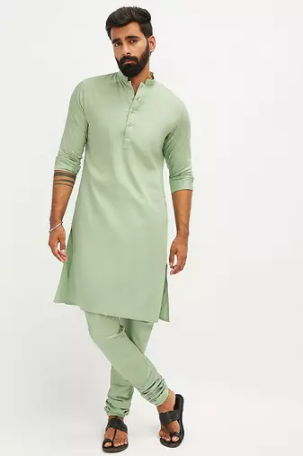 Classic cotton green kurta pajama for men