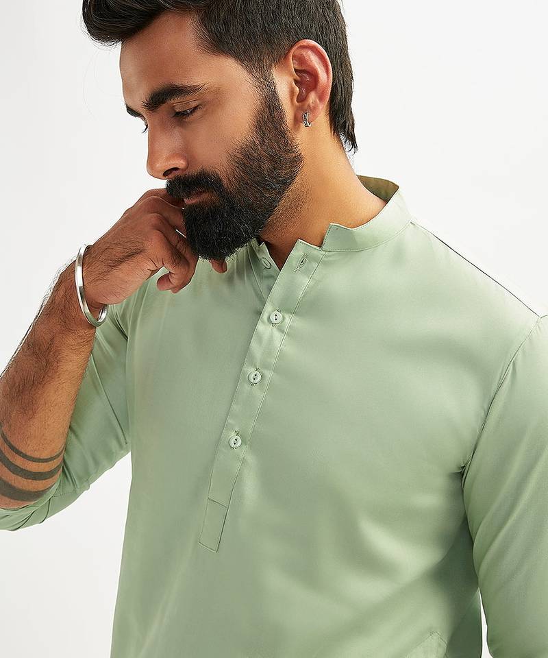 Classic cotton green kurta pajama for men