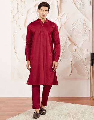 Classic cotton red kurta pajama for men 1
