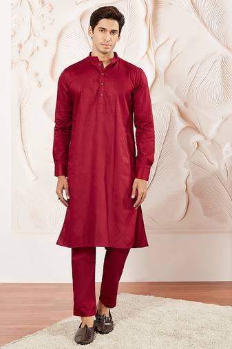 Classic cotton red kurta pajama for men