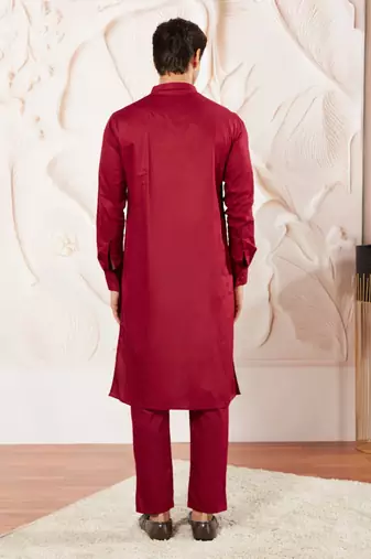 Classic cotton red kurta pajama for men