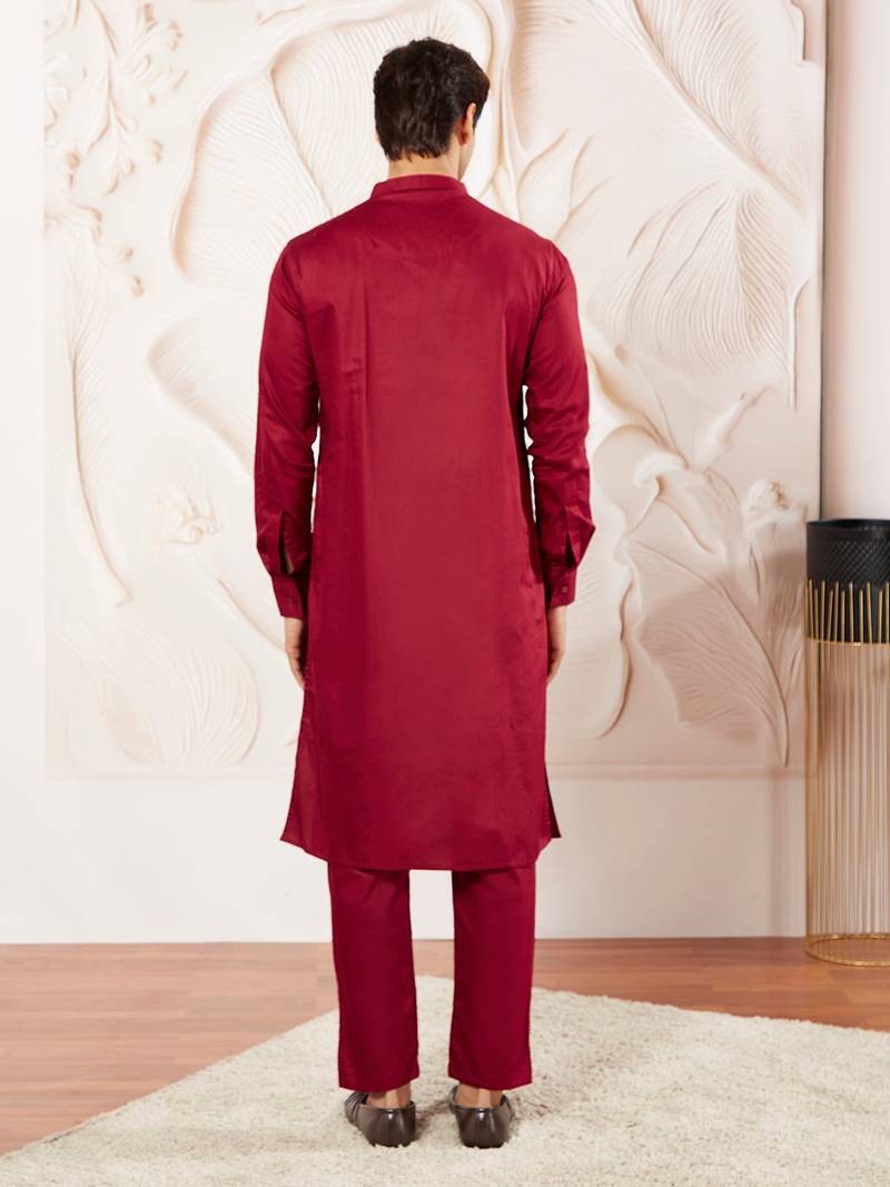 Classic cotton red kurta pajama for men