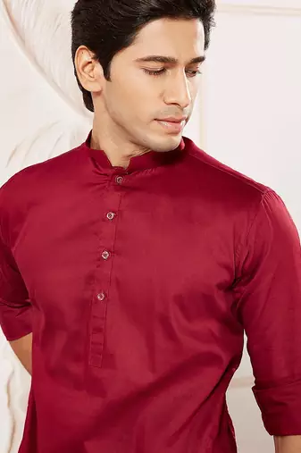 Classic cotton red kurta pajama for men