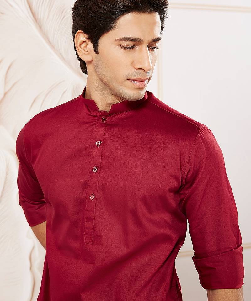 Classic cotton red kurta pajama for men