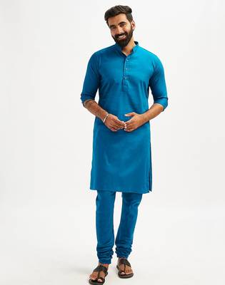 Classic cotton royal blue kurta pajama for men 1
