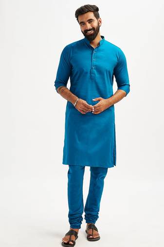 Classic cotton royal blue kurta pajama for men