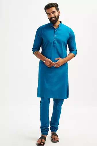 Classic cotton royal blue kurta pajama for men