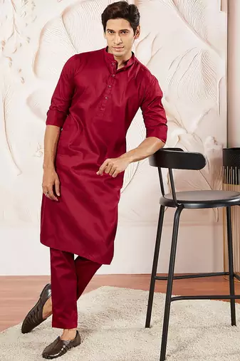 Classic cotton red kurta pajama for men