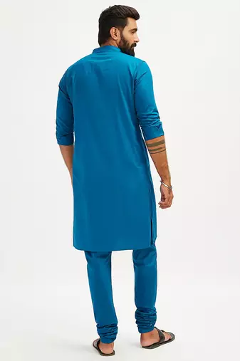 Classic cotton royal blue kurta pajama for men