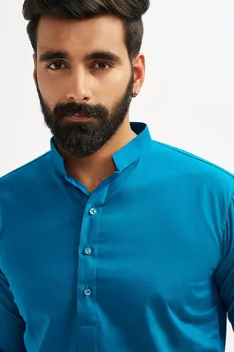 Classic cotton royal blue kurta pajama for men