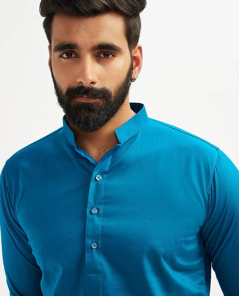 Classic cotton royal blue kurta pajama for men