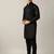 Classic style black pathani kurta with cream pants