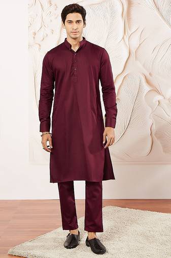 Classic cotton maroon kurta pajama for men