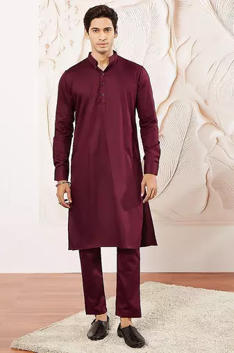Classic cotton maroon kurta pajama for men