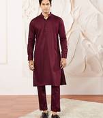 Classic cotton maroon kurta pajama for men