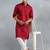 Classic style red pathani kurta with cream pants