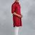 Classic style red pathani kurta with cream pants