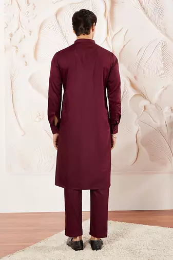 Classic cotton maroon kurta pajama for men