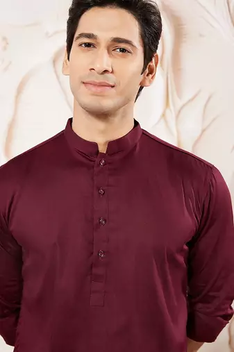 Classic cotton maroon kurta pajama for men