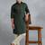 Classic style dark green pathani kurta with cream pants