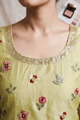 Lime yellow designer chinon palazzo suit set 4