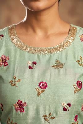 Green designer chinon palazzo suit set 3